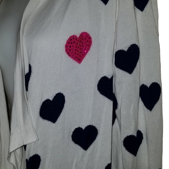 Faith & Zoe Intarsia Heart Sweater Cardigan - Picture 6 of 9